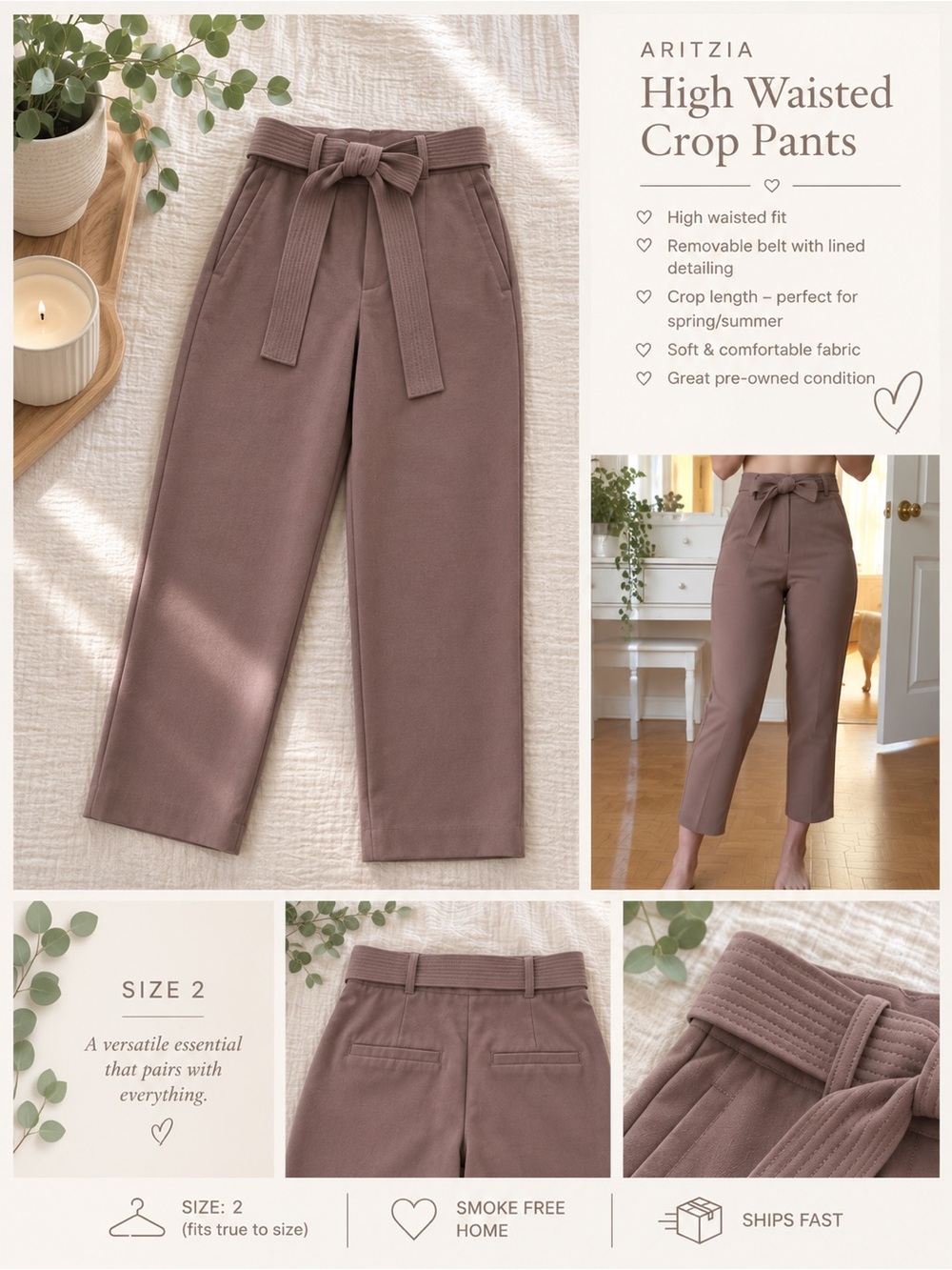Aritzia high waisted crop pants